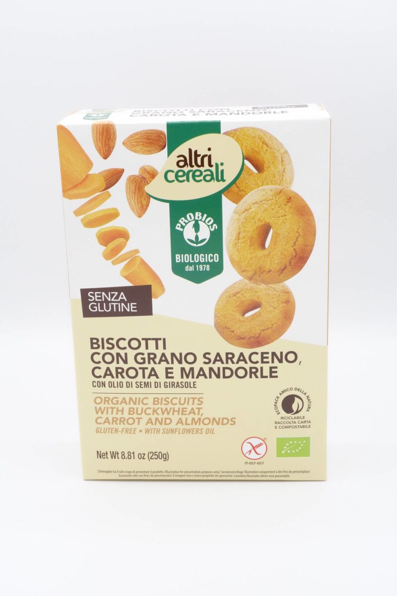 Biscotti con Grano Saraceno Carota e Mandorle Bio 250g Altri Cereali Probios
