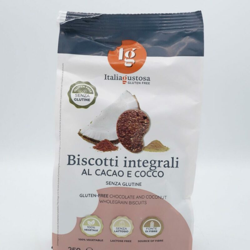 Biscotti Integrali al Cacao e Cocco senza lattosio gr. 250 IG Italia Gustosa