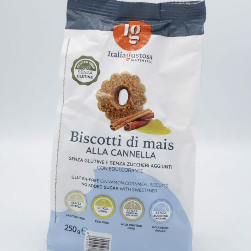 Biscotti di Mais alla Cannella Senza Lattosio senza Uova Senza zuccheri gr. 250 IG Italia Gustosa