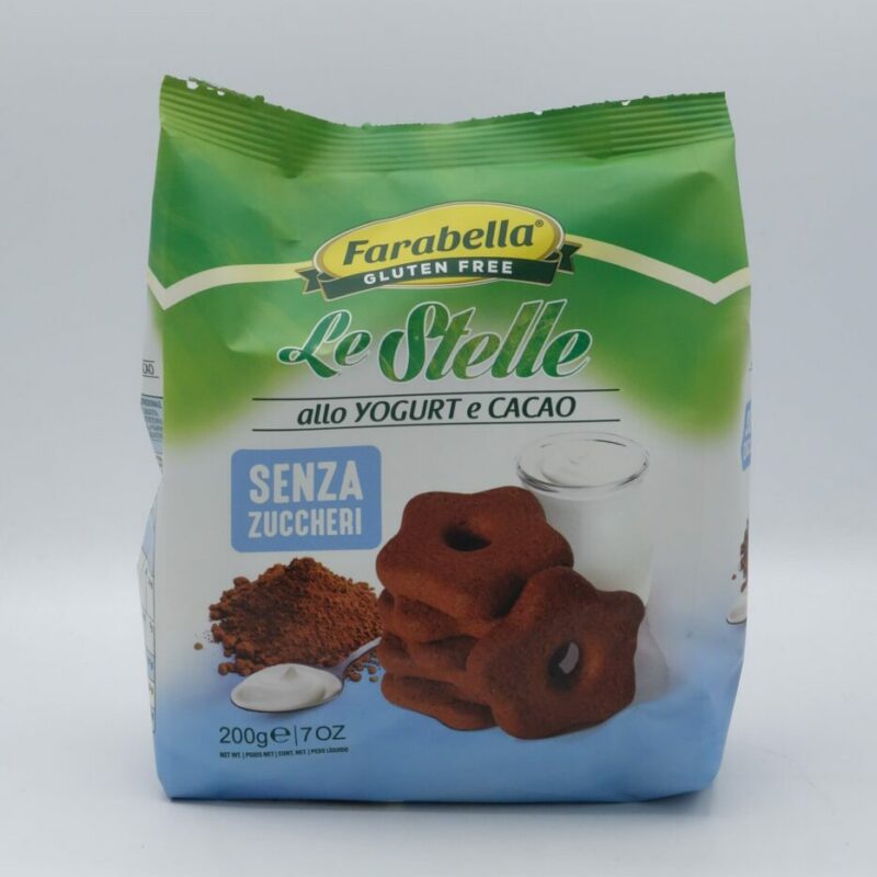 Biscotti Le Stelle allo Yogurt e Cacao SENZA ZUCCHERI gr. 200 Farabella