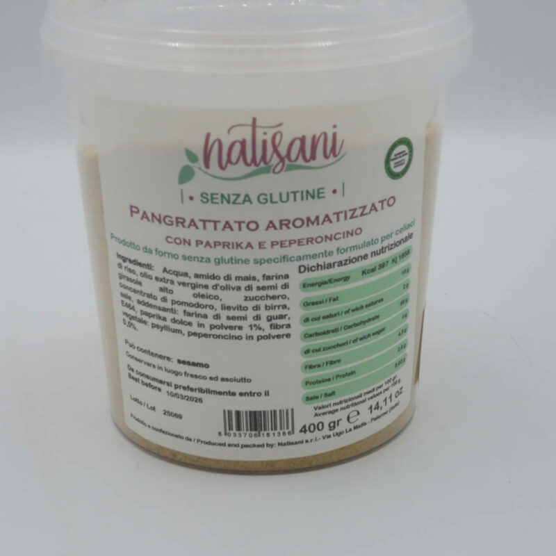 Pangrattato aromatizzato Paprika e peperoncino gr. 400 Natisani